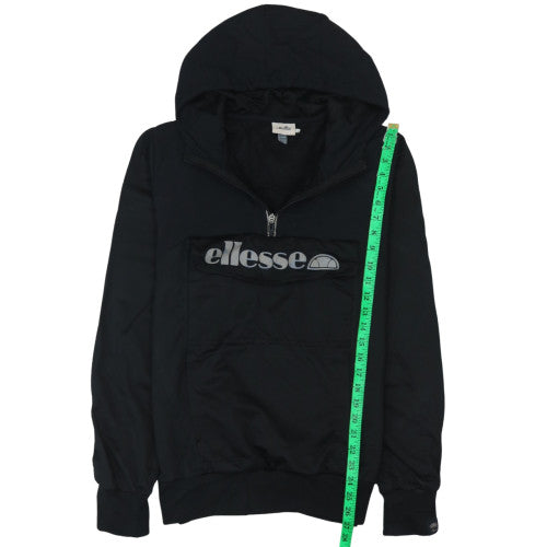 Ellesse Men's Black 1/2 Zip Hooded Sweatshirt Size M Lightweight Logo