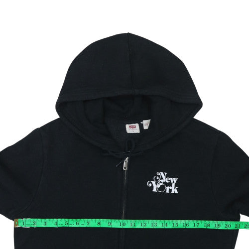 Levi's Womens Black Full Zip Hoodie Small New York Graphic Sweatshirt