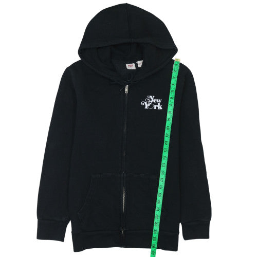 Levi's Womens Black Full Zip Hoodie Small New York Graphic Sweatshirt