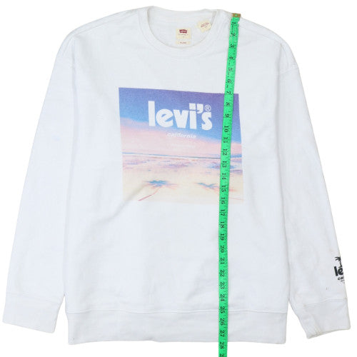 Levi's Women's White Relaxed Sweatshirt L Crew Neck Graphic Print