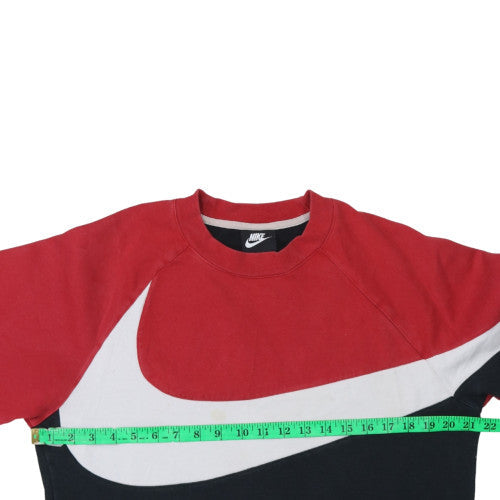 Nike Men's Red Black Colour Block Crew Neck Sweatshirt Size S