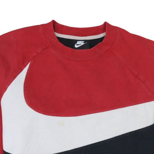 Nike Men's Red Black Colour Block Crew Neck Sweatshirt Size S