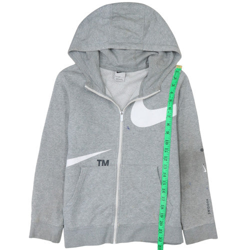 Nike Boys Grey Full Zip Hoodie Size L 147-158cm Fleece Sweatshirt