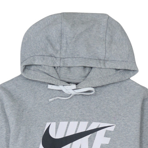 Nike Men's Grey Pullover Hoodie Small Cotton Logo Casual Sweatshirt