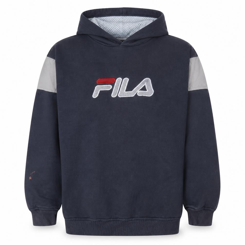 FILA Men's Blue Pullover Hoodie M Embroidered Logo Sportswear