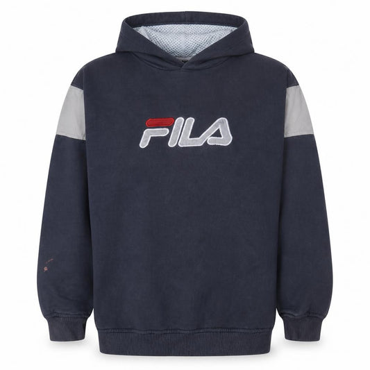 FILA Men's Blue Pullover Hoodie M Embroidered Logo Sportswear