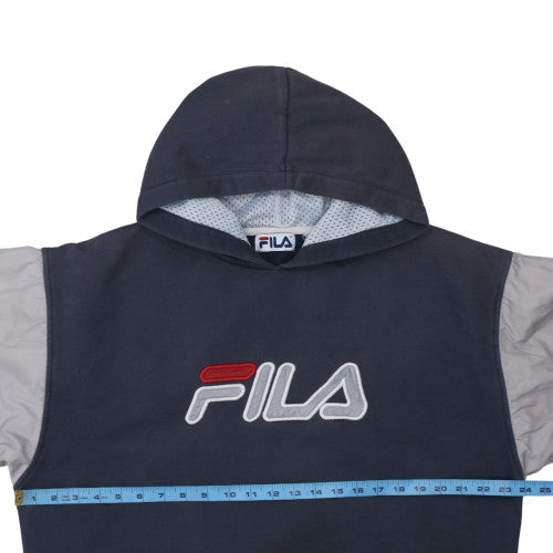FILA Men's Blue Pullover Hoodie M Embroidered Logo Sportswear