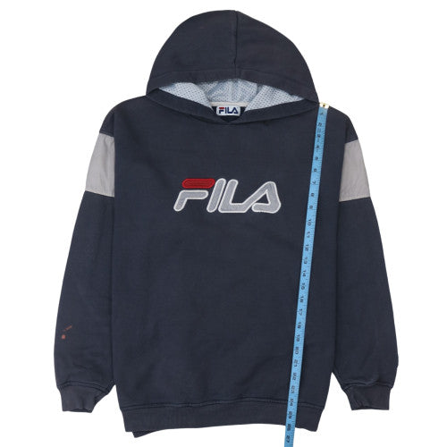 FILA Men's Blue Pullover Hoodie M Embroidered Logo Sportswear