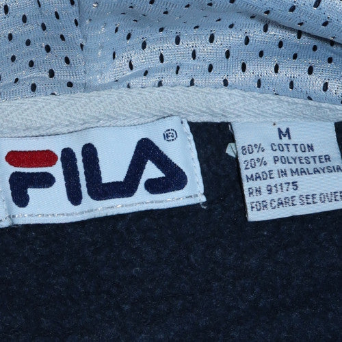 FILA Men's Blue Pullover Hoodie M Embroidered Logo Sportswear