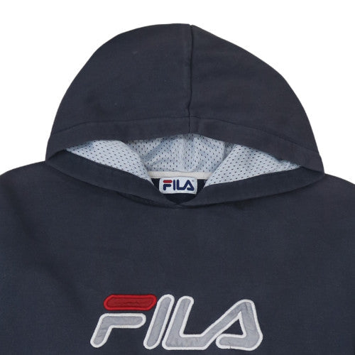 FILA Men's Blue Pullover Hoodie M Embroidered Logo Sportswear