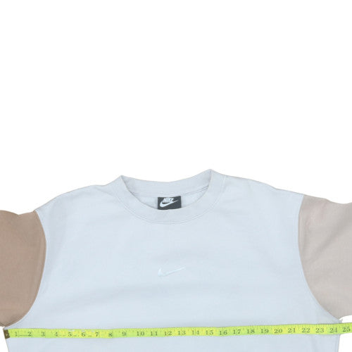 Nike Women Beige & Grey Colourblock Crew Neck Sweatshirt M