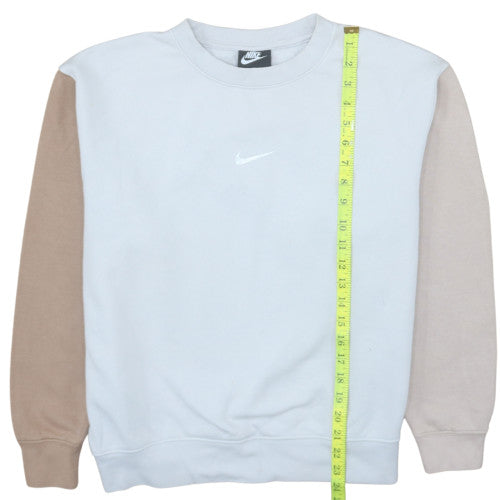 Nike Women Beige & Grey Colourblock Crew Neck Sweatshirt M