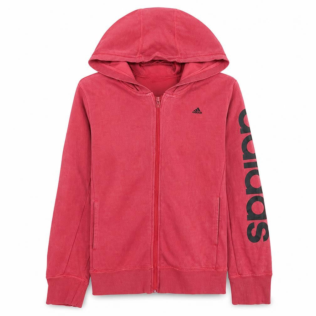 Adidas Womens Red Full Zip Hoodie Size 10 Climalite Sweatshirt