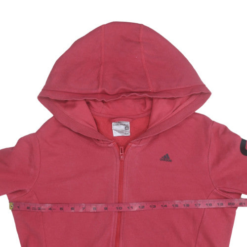 Adidas Womens Red Full Zip Hoodie Size 10 Climalite Sweatshirt