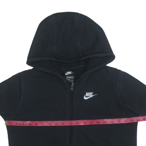 Nike Boys Black Full Zip Hoodie XL 158-170cm Fleece Lined Sweatshirt