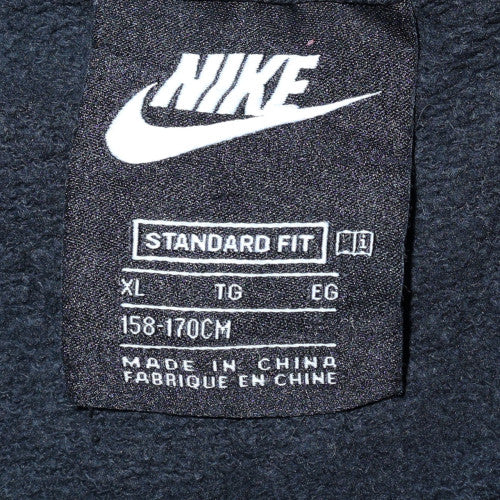 Nike Boys Black Full Zip Hoodie XL 158-170cm Fleece Lined Sweatshirt