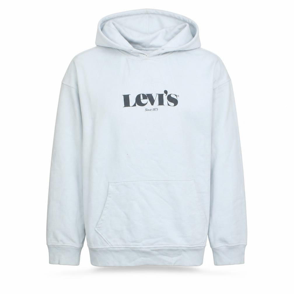 Levi's Men's White Pullover Hoodie M Relaxed Fit Logo Fleece