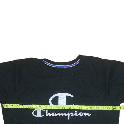 Champion Men's Black Logo Pullover Sweatshirt L Regular Fit