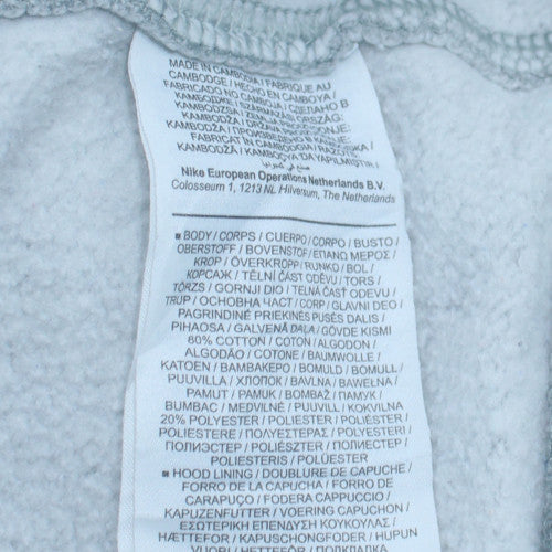 Nike Men's Grey Full Zip Hoodie XL Regular Fit Cotton Blend