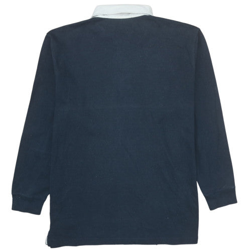 Resye Man Navy Long Sleeve Cotton Polo Shirt L Mens Classic Fit