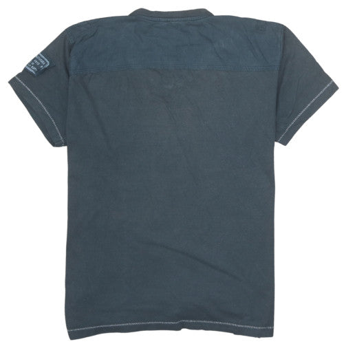 Maver Denim Men's Grey V-Neck Graphic Print Cotton T-Shirt L