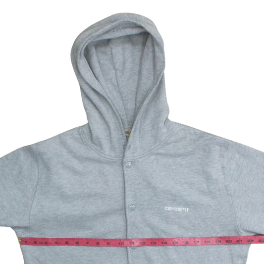 Carhartt Men's Grey Snap Button Hooded Fleece Jacket M