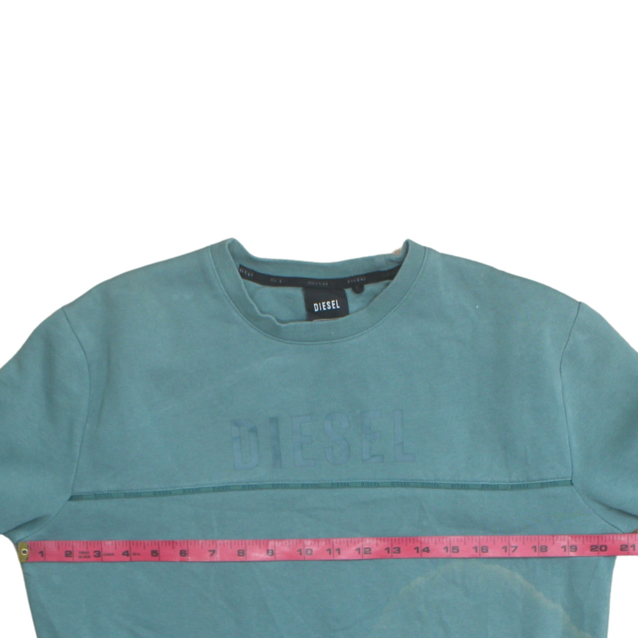 Diesel Mens Green Small Pullover Logo Crew Neck Sweatshirt