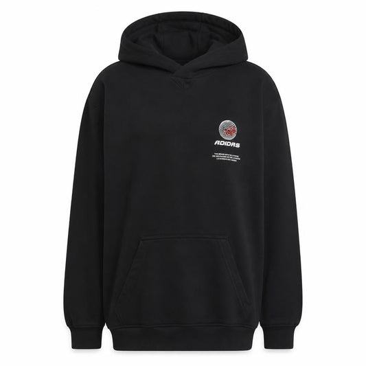 Adidas Mens Black Pullover Hoodie M Graphic Logo Sportswear