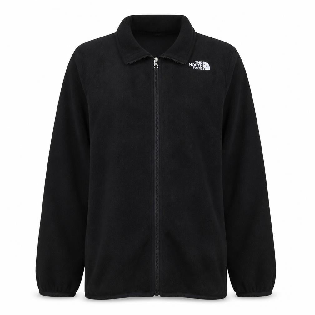 Front view of The North Face boys’ black fleece full zip jacket xl youth