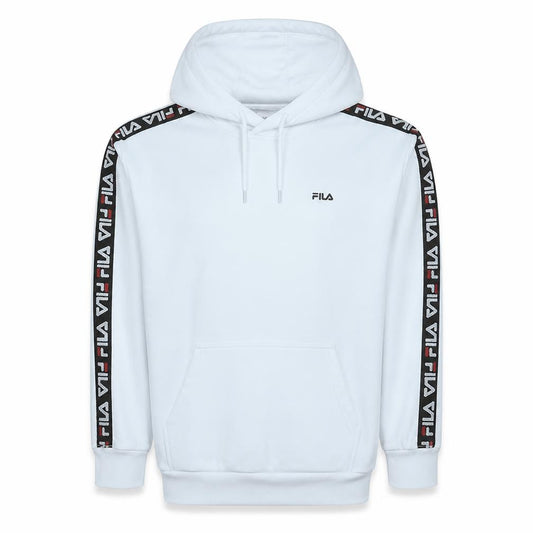 Fila Men White Hoodie Medium Pullover Logo Trim Casual Style