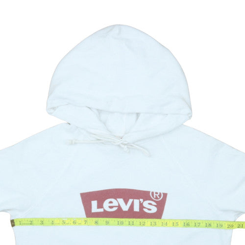 Levi's Women's White Pullover Hoodie Medium Logo Cotton Sweatshirt
