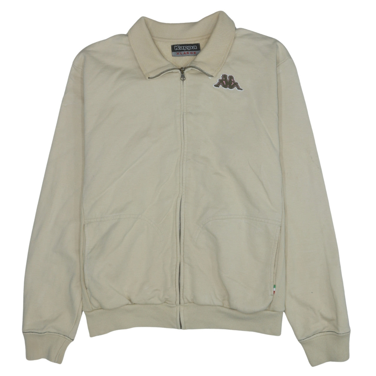 Kappa Men's Beige XL Track Jacket 100% Cotton Full Zip Retro Style