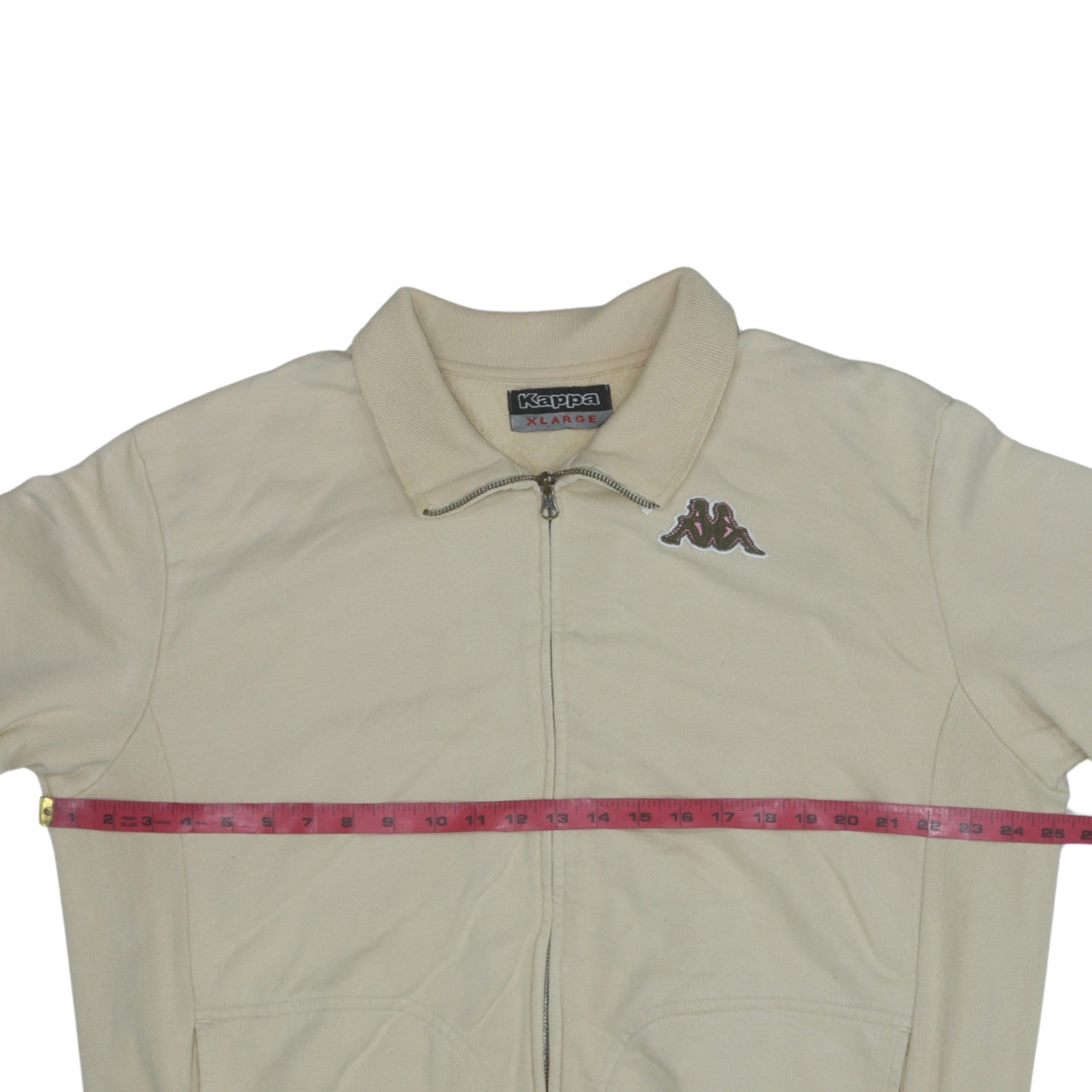 Kappa Men's Beige XL Track Jacket 100% Cotton Full Zip Retro Style