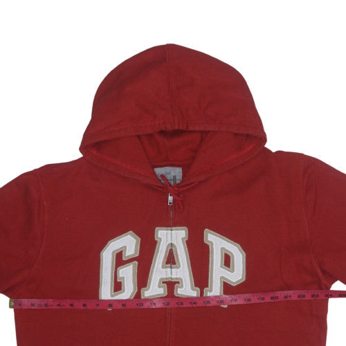 GAP Mens Red Full Zip Hoodie L Logo Fleece Cotton Sweatshirt