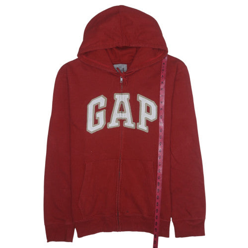 GAP Mens Red Full Zip Hoodie L Logo Fleece Cotton Sweatshirt