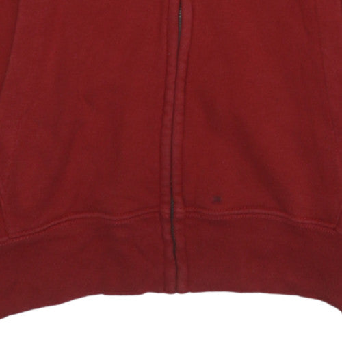 GAP Mens Red Full Zip Hoodie L Logo Fleece Cotton Sweatshirt