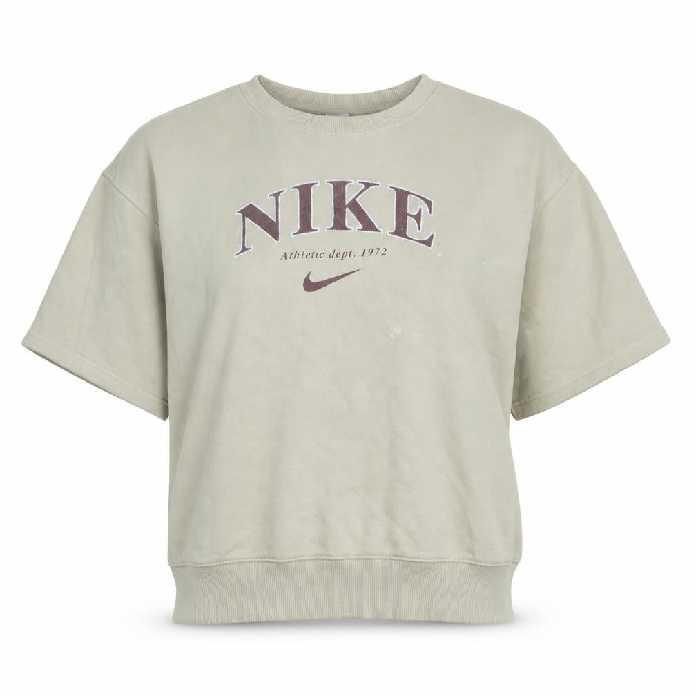 Nike Women Beige Short Sleeve Pullover Sweatshirt L Cotton Blend