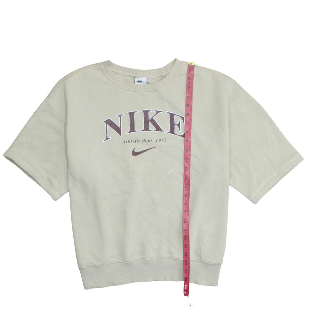 Nike Women Beige Short Sleeve Pullover Sweatshirt L Cotton Blend