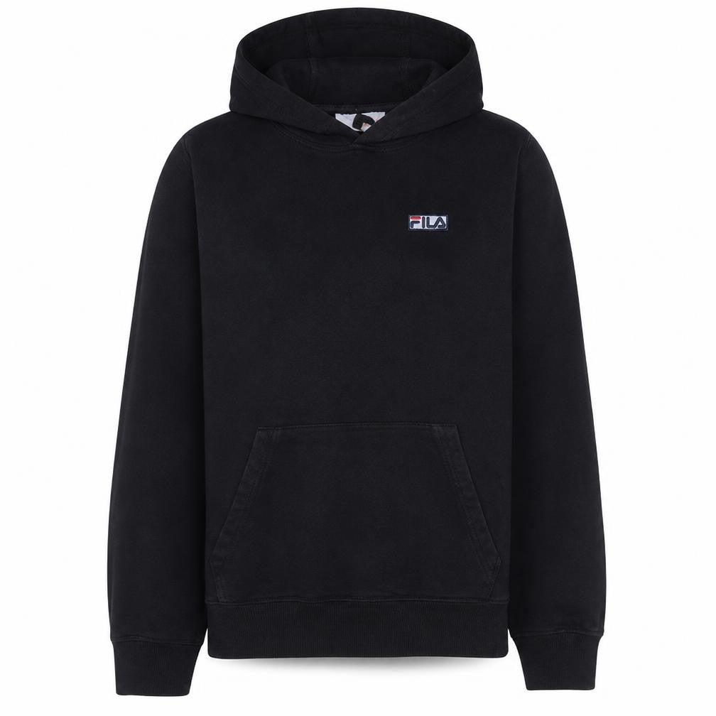 Fila Men’s Black Pullover Hoodie Size M Regular Fit Fleece Sweatshirt