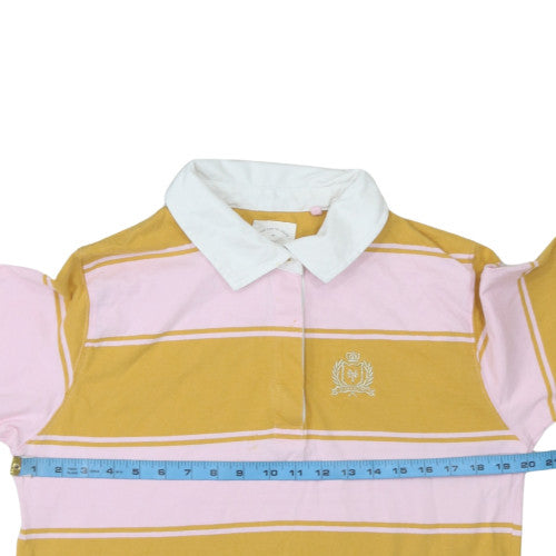 Next Womens Polo Shirt Multicoloured Striped Long Sleeve UK 8