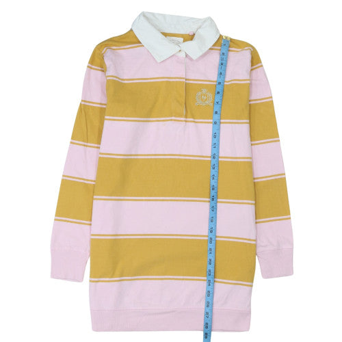 Next Womens Polo Shirt Multicoloured Striped Long Sleeve UK 8