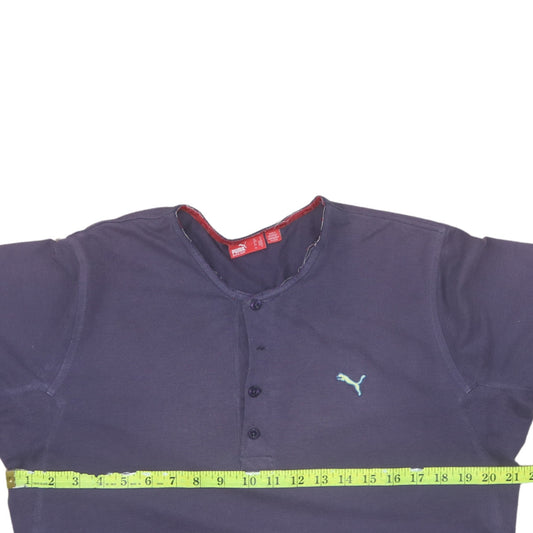 Puma Men’s Blue Henley Short Sleeve Cotton T-Shirt Size M