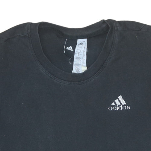 Adidas Men's Black Small Sports Logo Crew Neck T-Shirt
