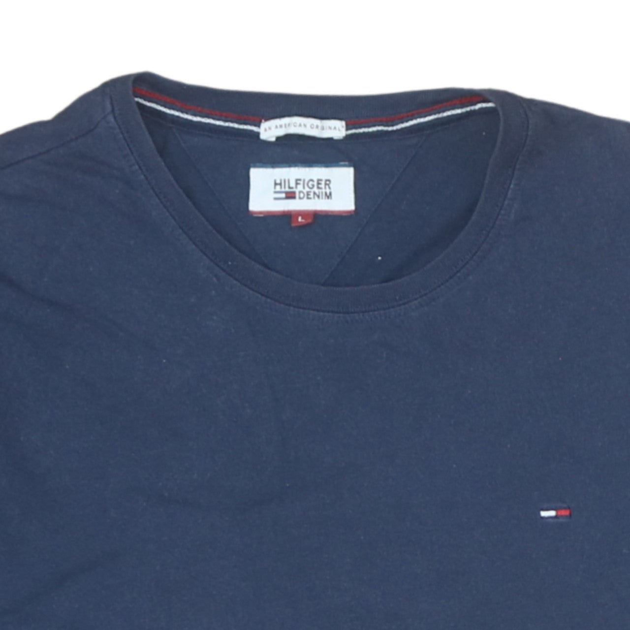 Hilfiger Denim Men's Navy Blue Crew Neck Cotton T-Shirt Size L
