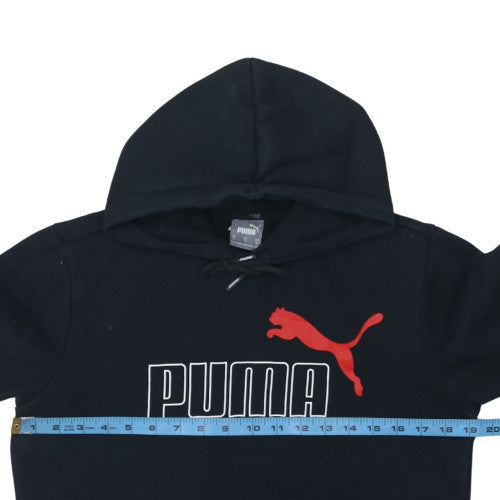Puma Womens Black XS Pullover Hoodie with Red Logo