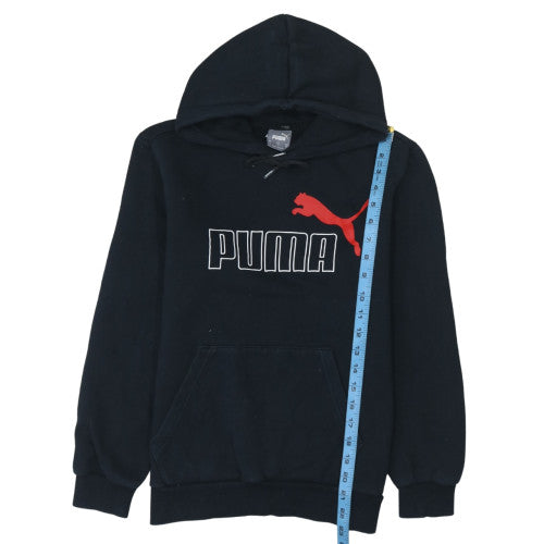 Puma Womens Black XS Pullover Hoodie with Red Logo