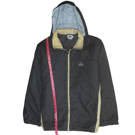 Adidas Womens Black Hooded Puffer Jacket Size L Lightweight Winter Coat