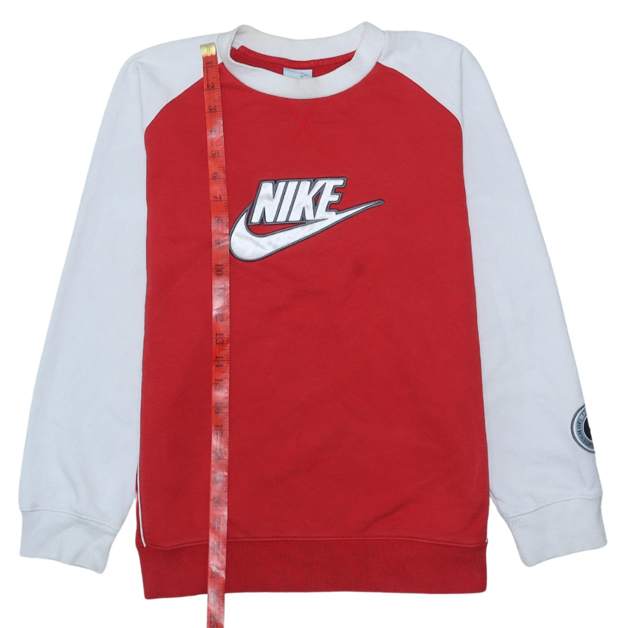 Nike Boys Red White Pullover Sweatshirt L 13-14 Years Crew Neck Logo