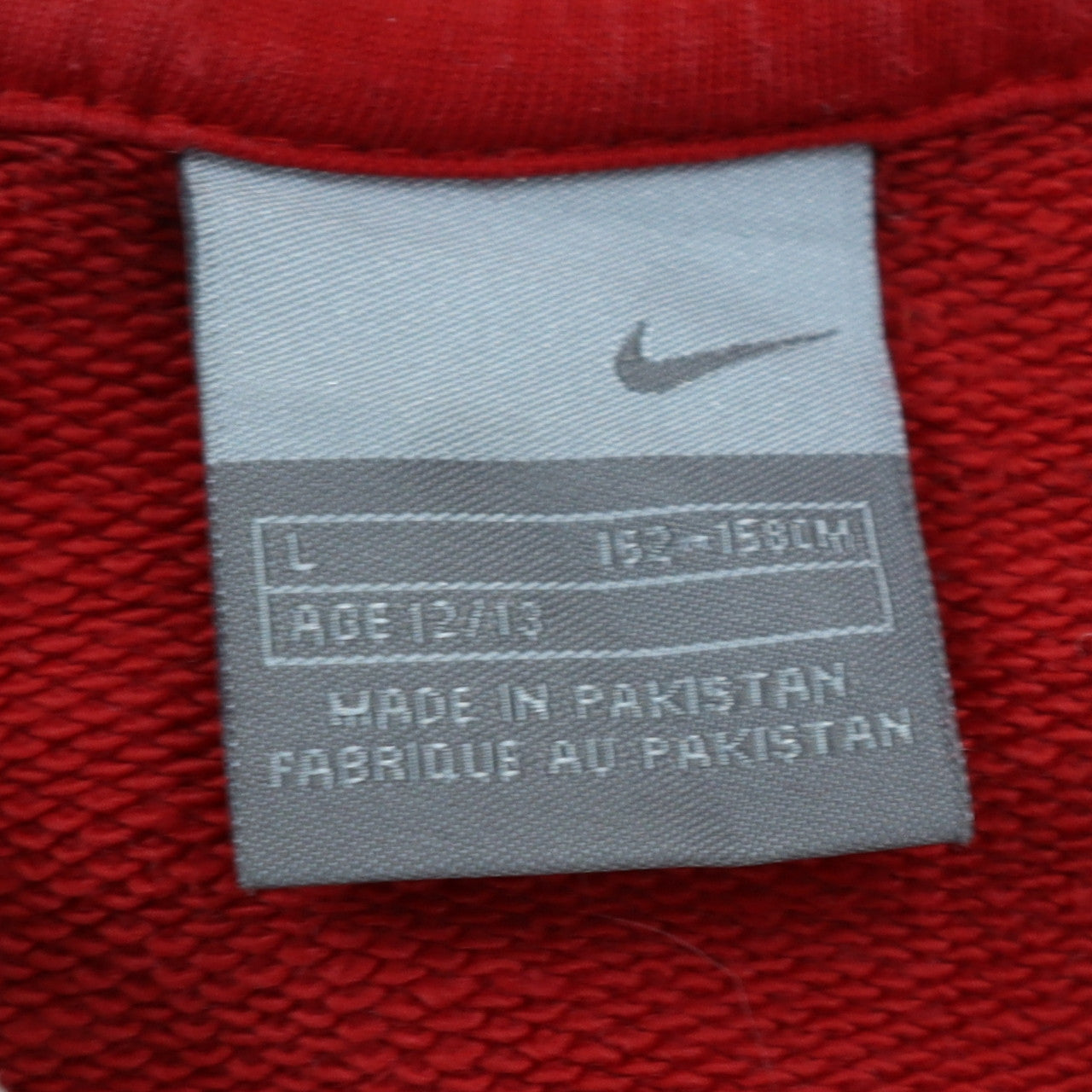 Nike Boys Red White Pullover Sweatshirt L 13-14 Years Crew Neck Logo