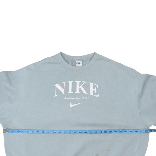 Nike Womens Blue Pullover Sweatshirt Small Crew Neck Logo Print